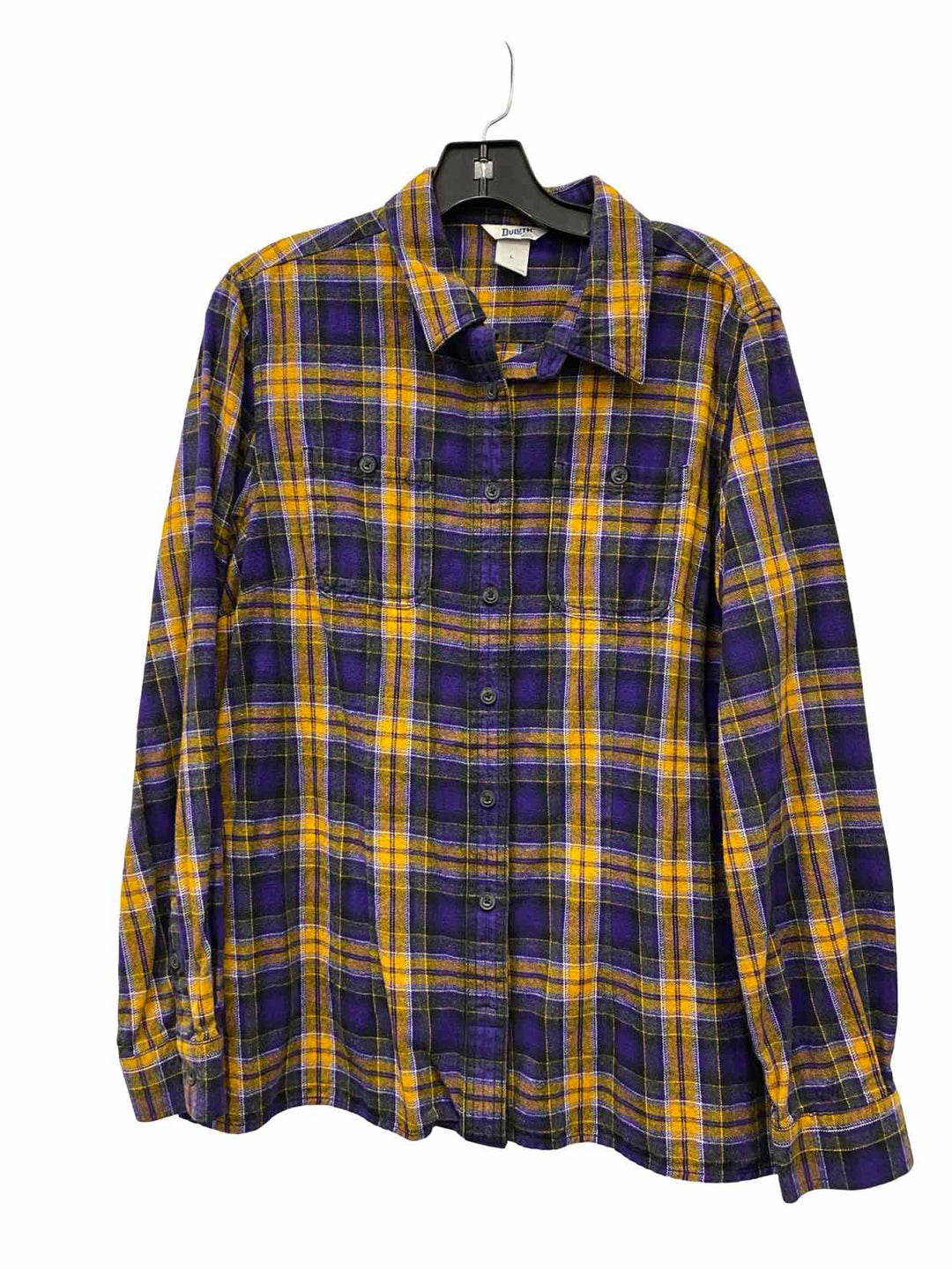 Duluth Trading Size L Purple Yellow Plaid Long Sleeve Shirts
