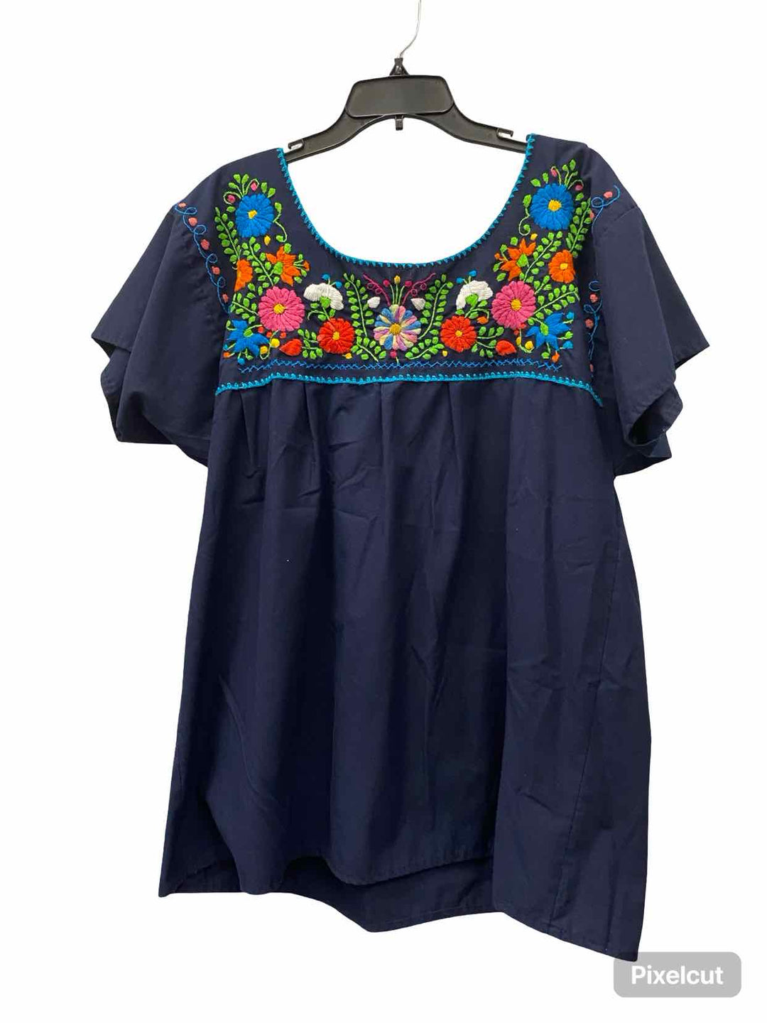 Unknown Brand Size XL Navy Embroidered Short Sleeve Shirts