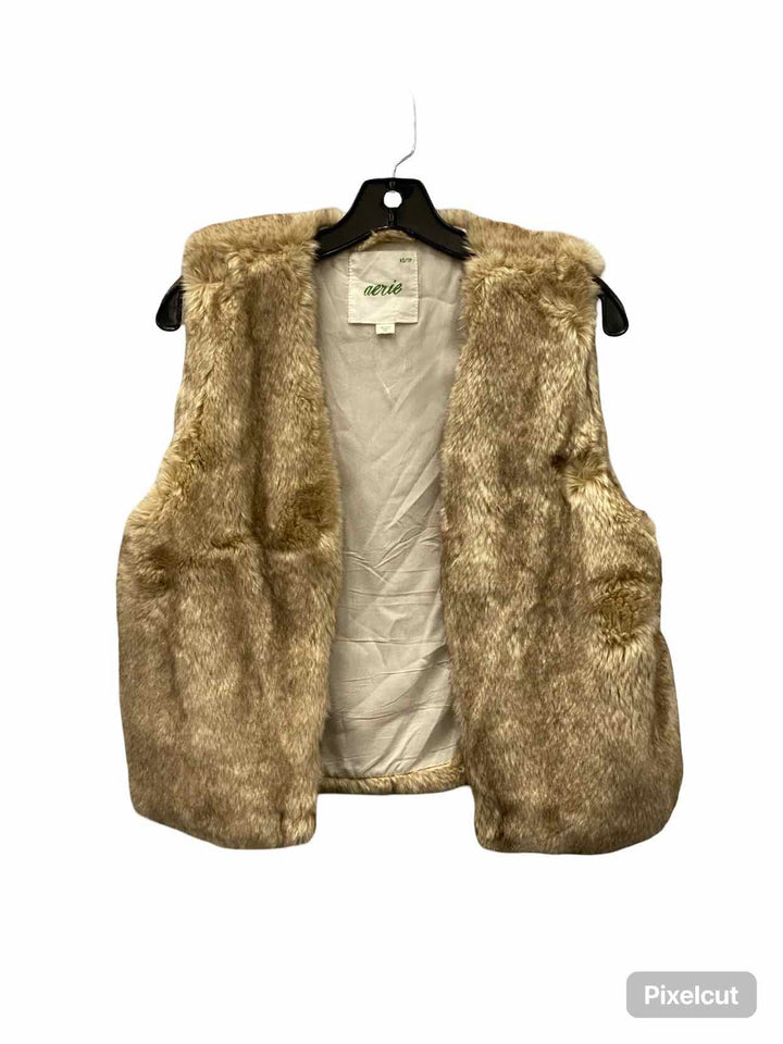 Aerie Size XS Brown Faux Fur Jacket