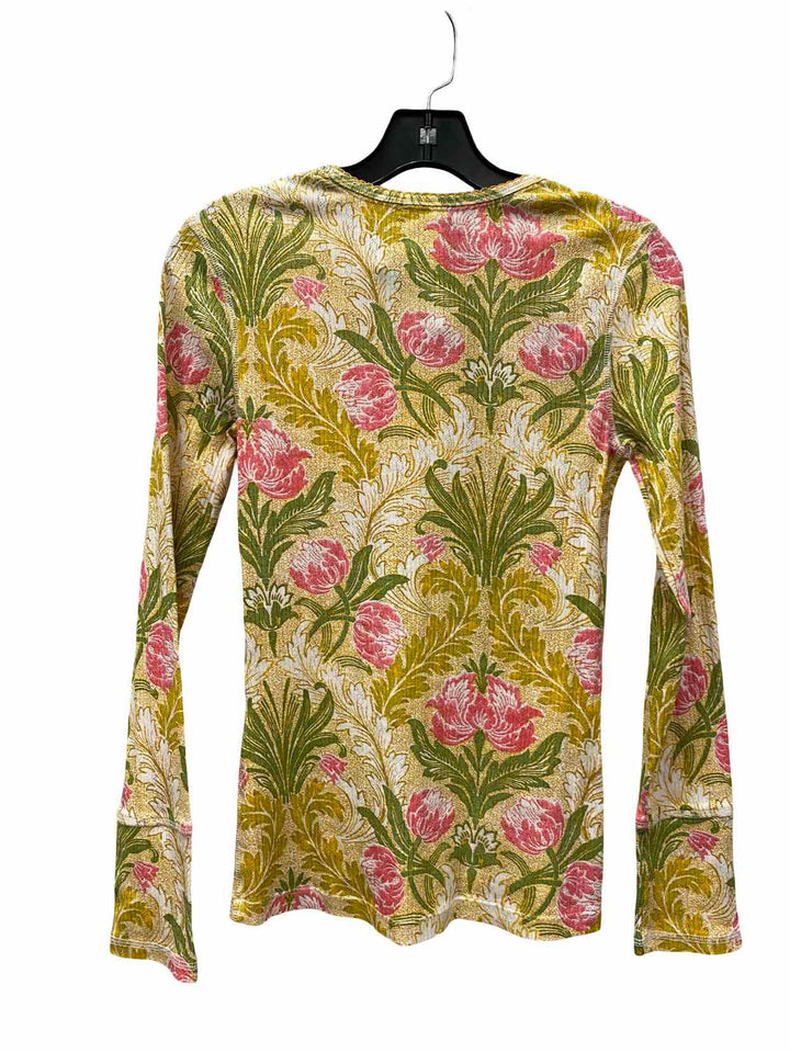 Sundance Size S Yellow Floral Long Sleeve Shirts