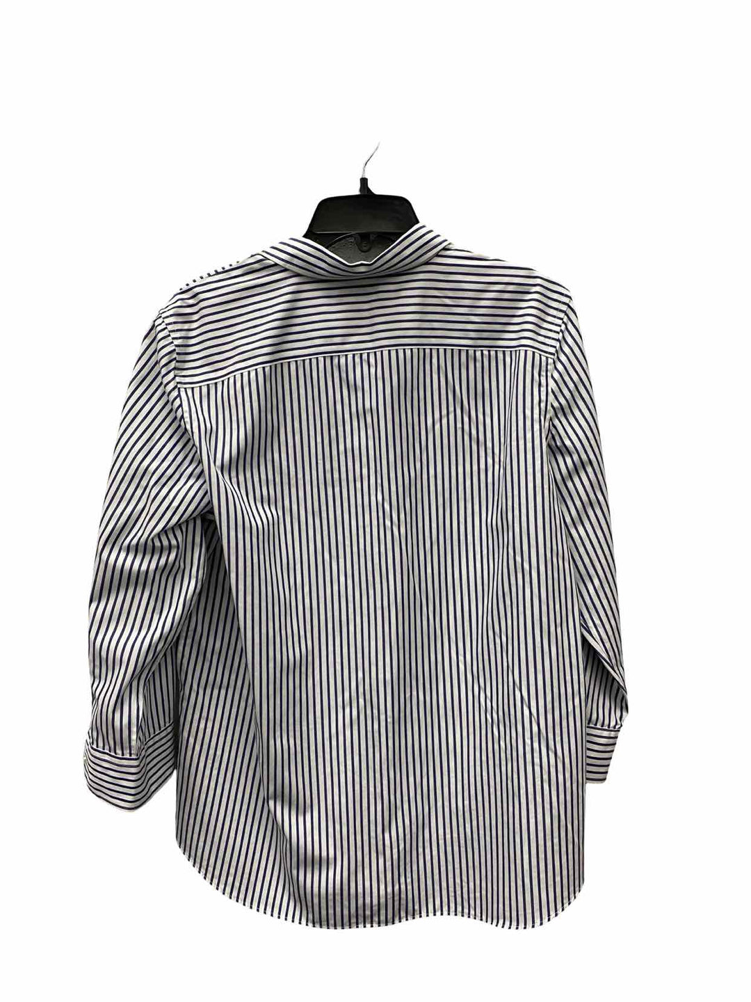 CHAPS Size L White Blue Stripes 100% cotton Long Sleeve Shirts