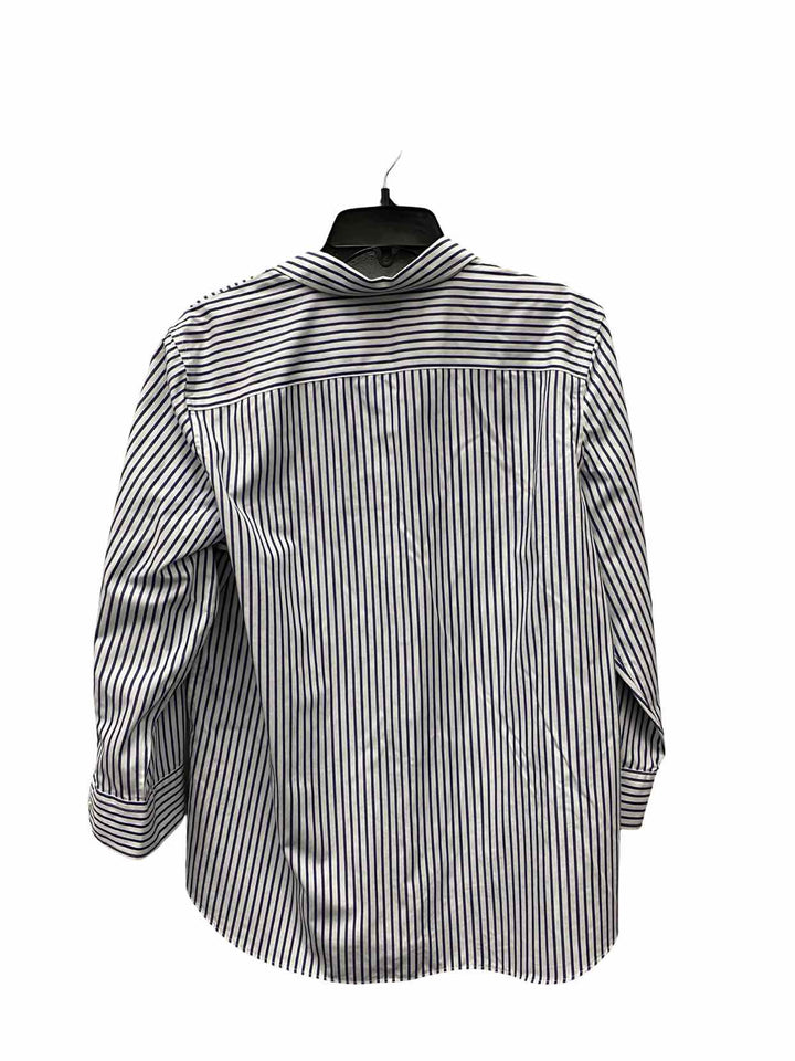 CHAPS Size L White Blue Stripes 100% cotton Long Sleeve Shirts