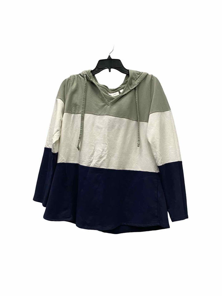 Belle by Kim Gravel Size M Green/White Navy Blue Sweatshirt