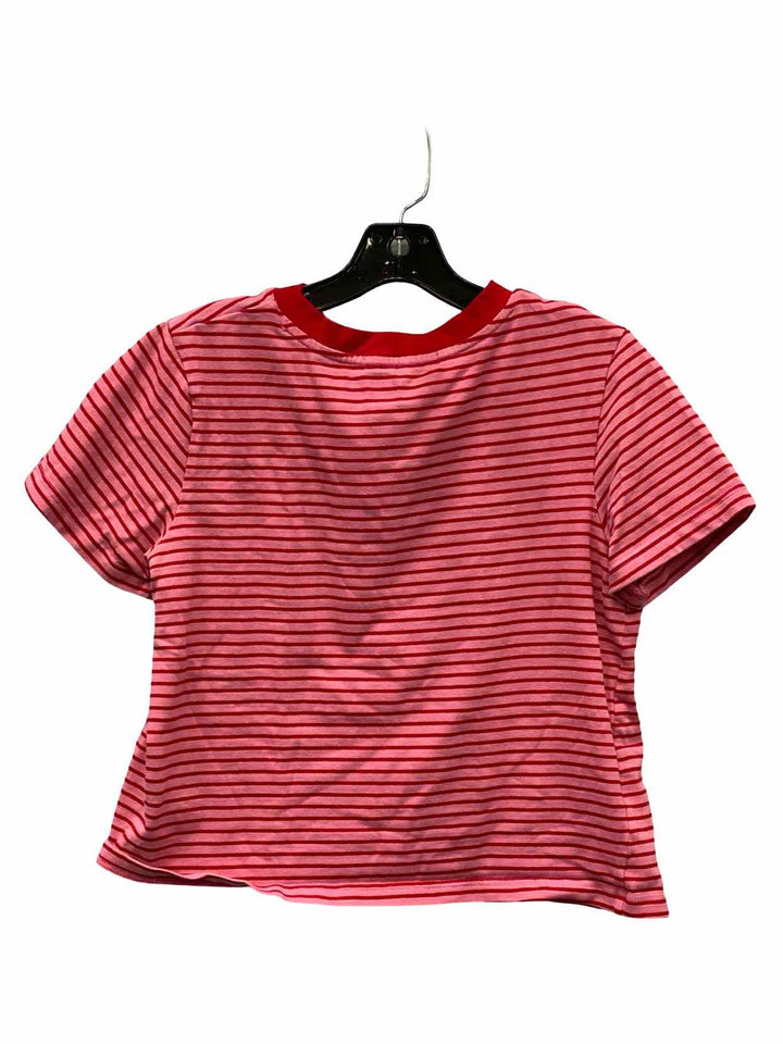 English Factory Size M Pink Red Striped Short Sleeve Shirts