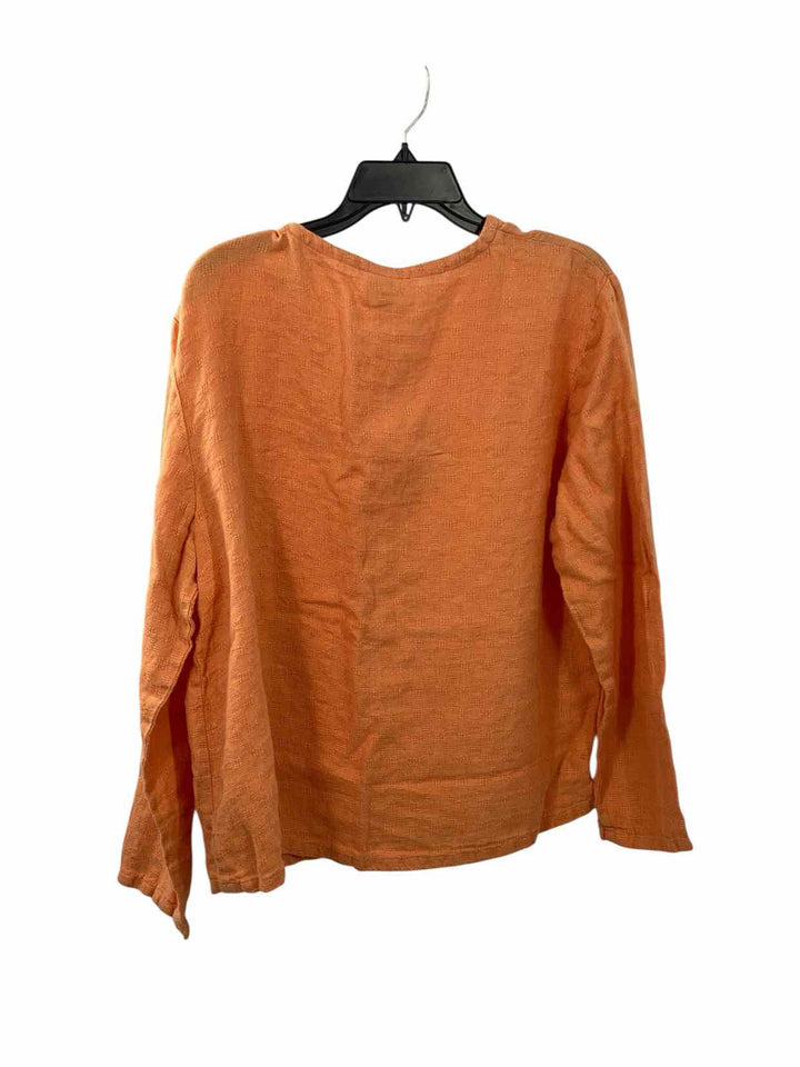 Eileen Fisher Size L Orange Linen Long Sleeve Shirts