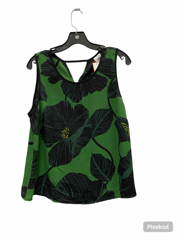 Cabi Size L Green Leaves Tank Top