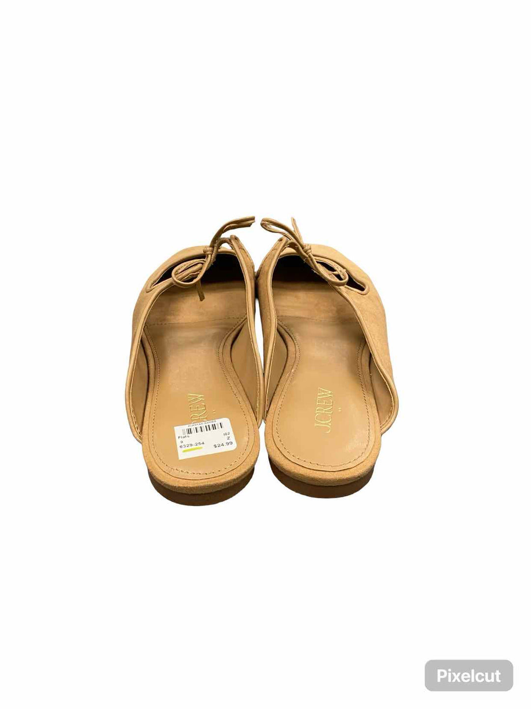 J Crew Shoe Size 9 Beige Faux Suede Bow Slip On Mules
