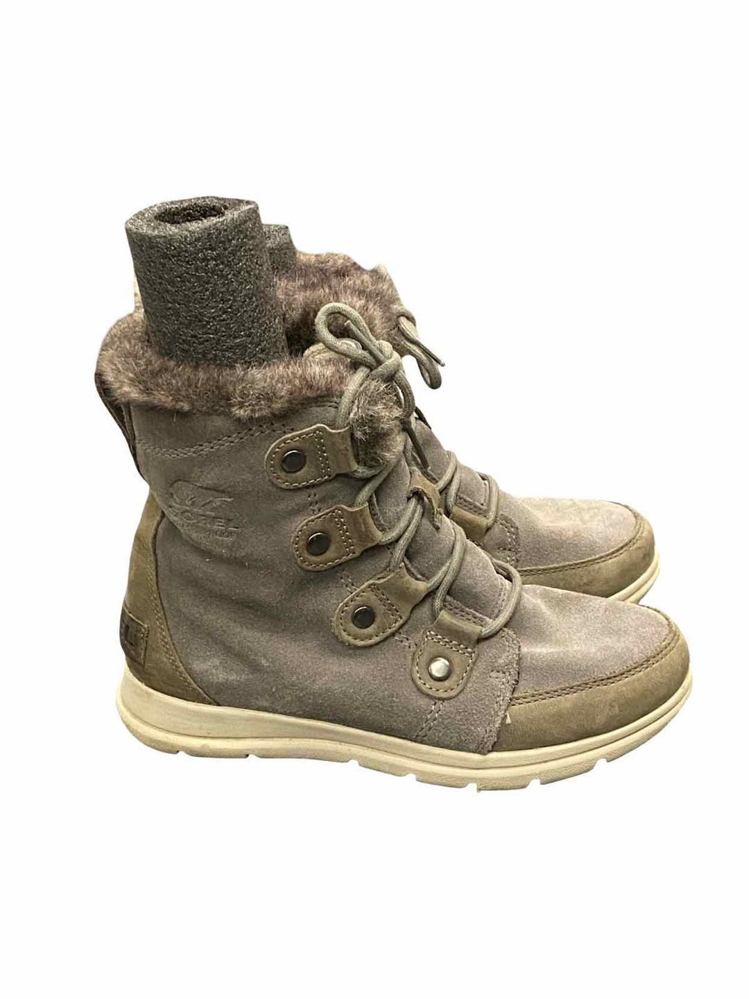 Sorel Shoe Size 7 Gray Explorer Joan Waterproof Boots(Ankle)