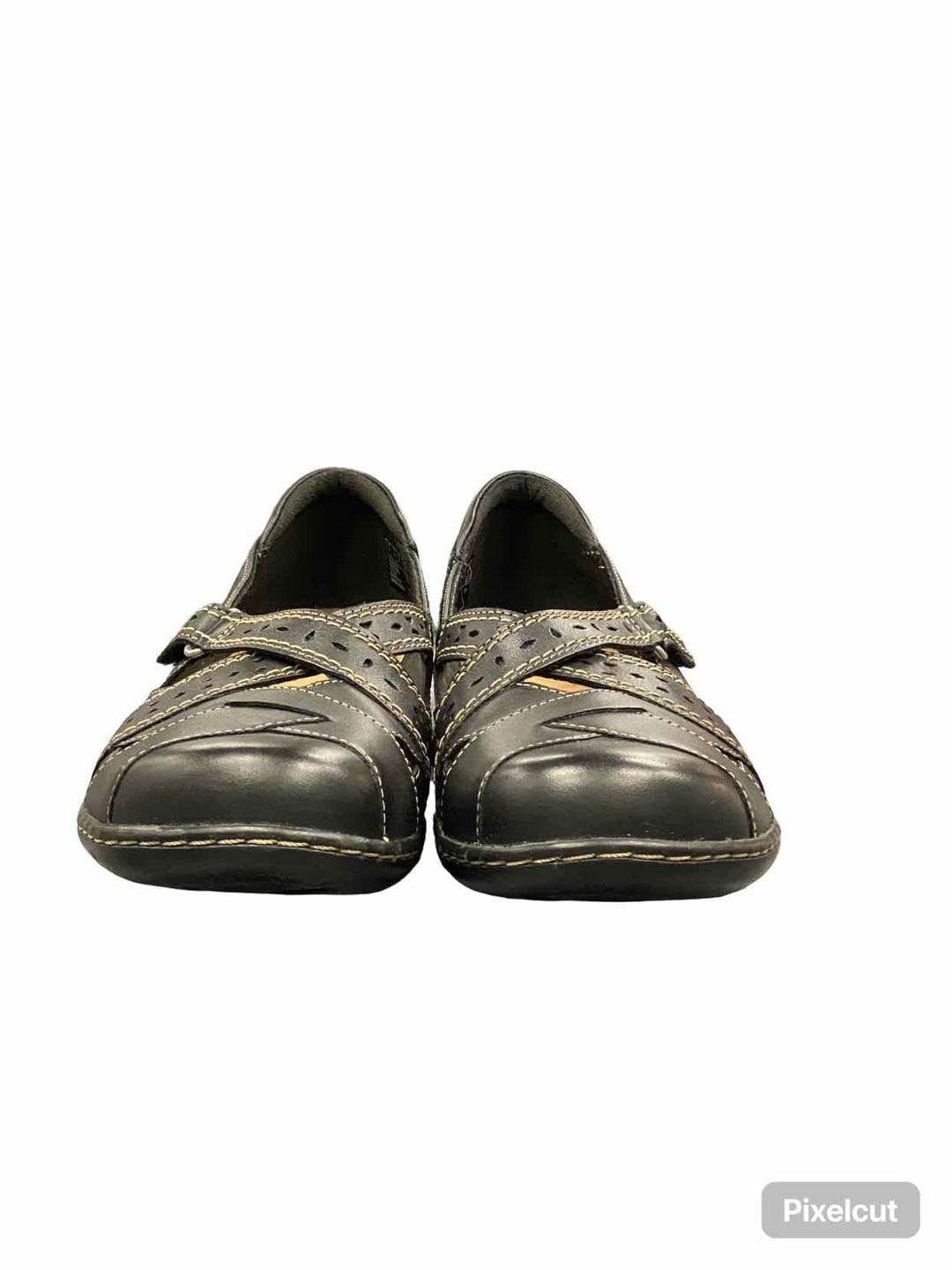 Clarks Shoe Size 8.5w Black Leather Ashland Spin Q Sandals