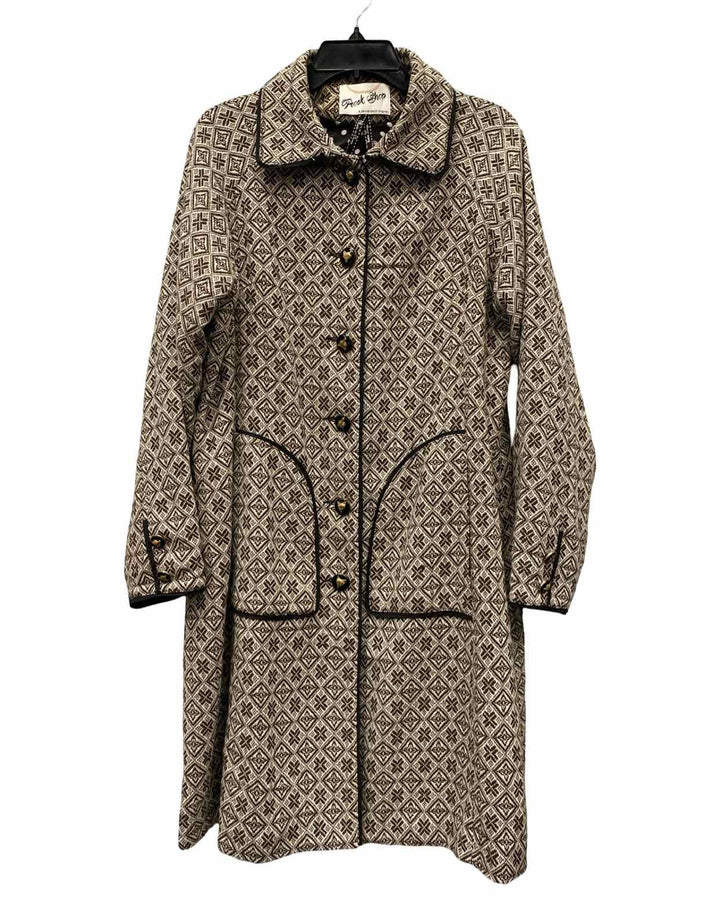 Frock Shop Size XL Brown Tan Geometric Coat(Long)