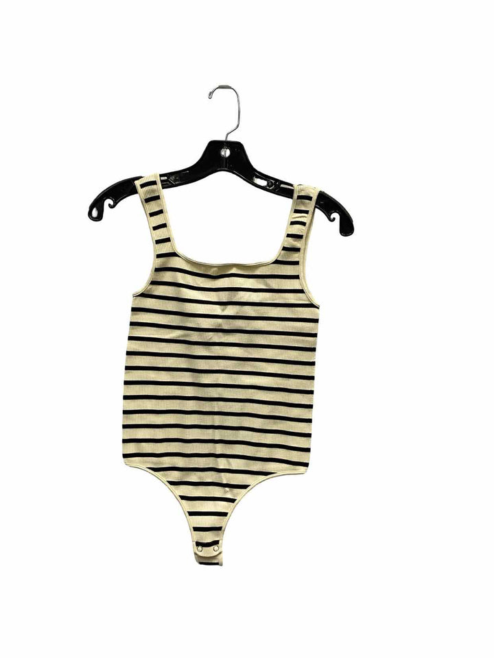 By Together Size M/L Cream Black Striped Tank Top