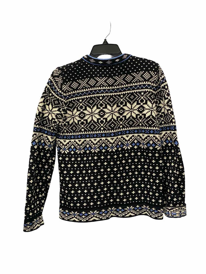 LL Bean Size M Black & White Blue Print 100% cotton Jacket