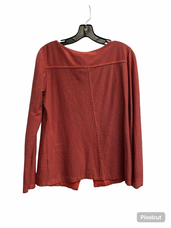 Wendy Trendy Size S Orange Black Striped 100% cotton Long Sleeve Shirts