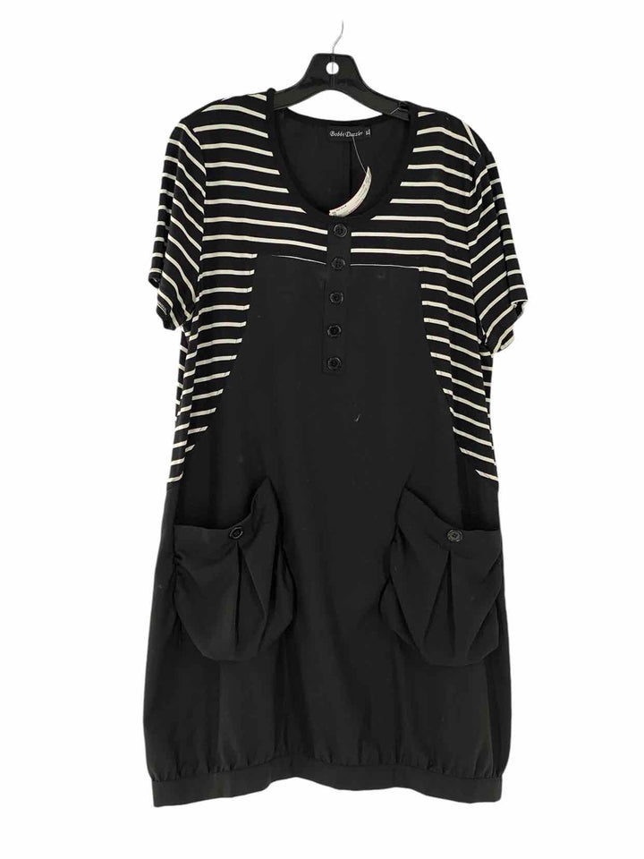 Bobbi Dazzler Size XL Black White Stripes Dress