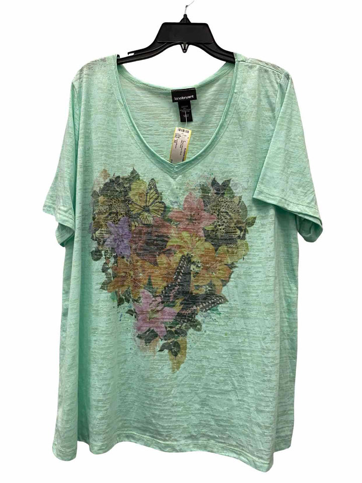 Lane Bryant Size 3X Mint Floral Short Sleeve Shirts