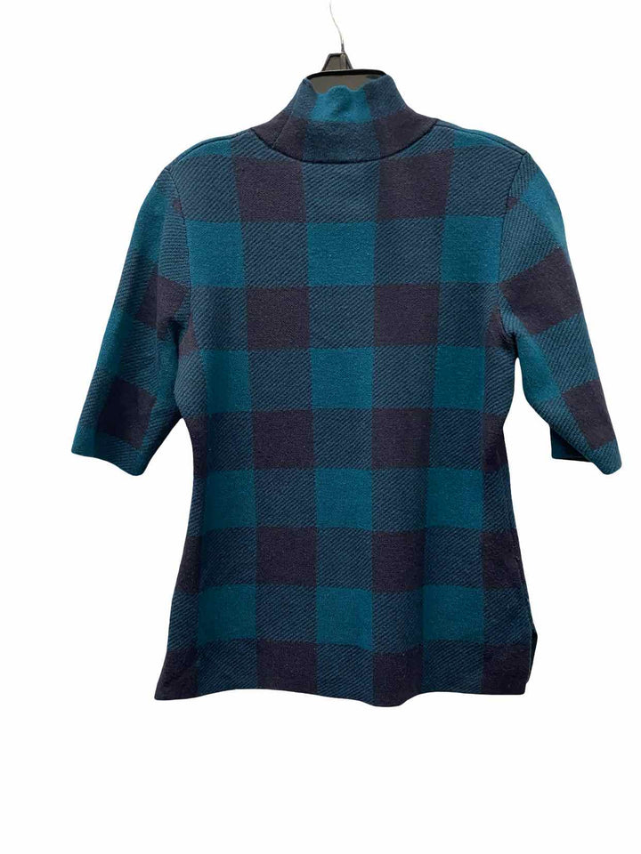 Ann Taylor Size S Teal Black Plaid Sweater
