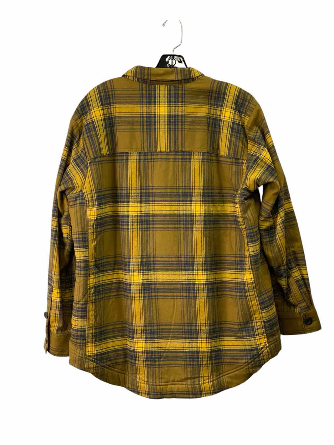 Eddie Bauer Size M Yellow Plaid Flannel Fleece Lined Jacket