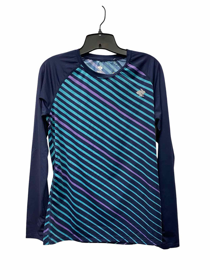 Rabbit Size MD Blue Purple Striped Long Sleeve Shirts