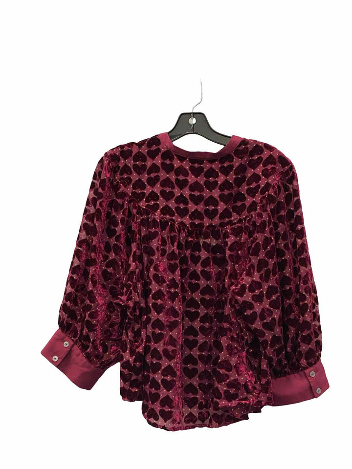 Maeve Size XL Burgundy Hearts Long Sleeve Shirts