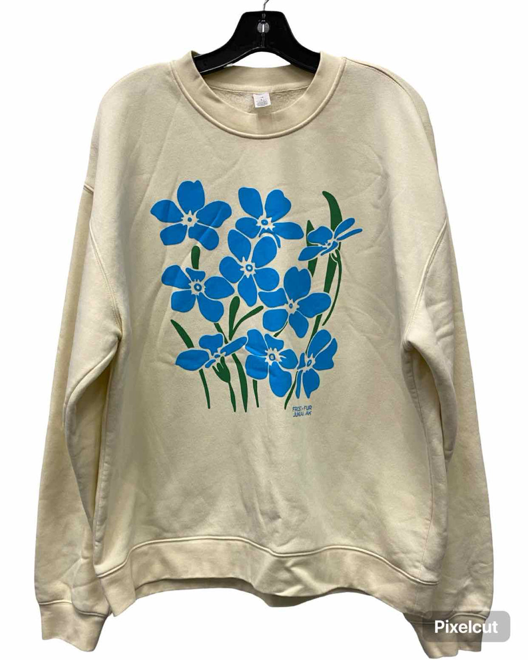 frost + fur Size L Cream Blue Forgetmenots Sweater