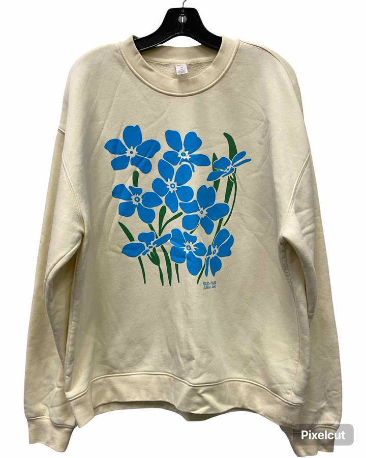 frost + fur Size L Cream Blue Forgetmenots Sweater