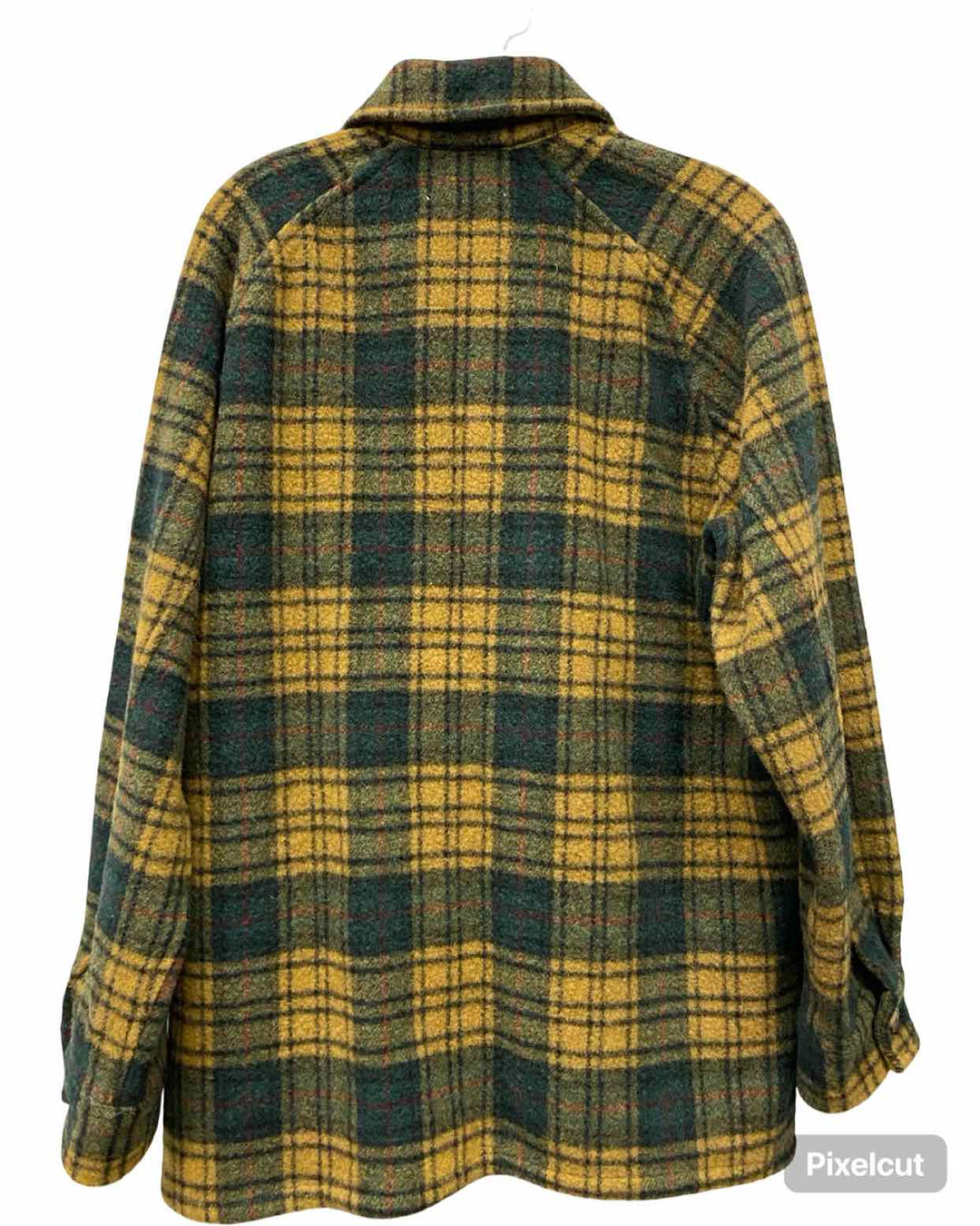 ANIAN Size L Yellow Green Plaid 80% Recycled Wool Jacket (Outdoor)