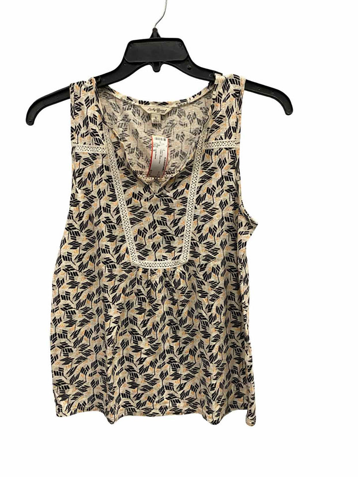 Lucky Brand Size S Cream Black Print Tank Top