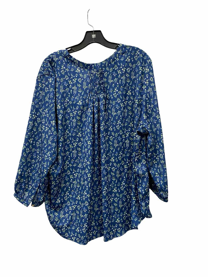 Jachs Newyork Size XL Blue Floral Long Sleeve Shirts