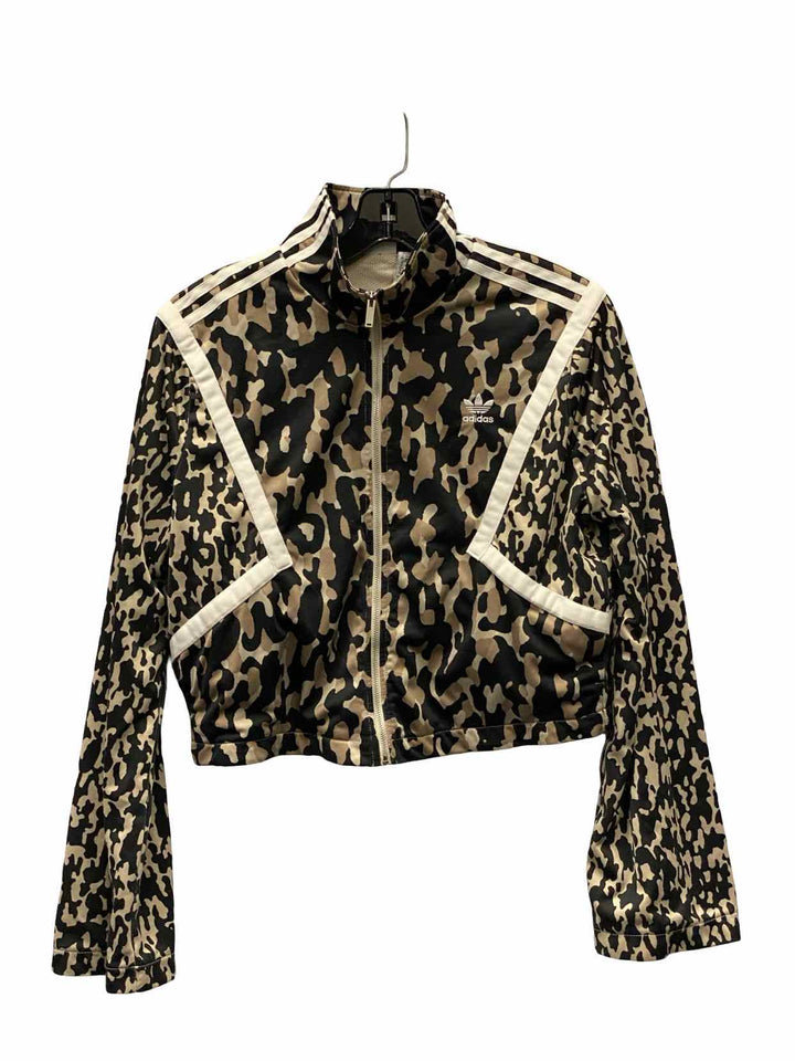 Adidas Size S Brown/Black White Cheetah Athletic Jacket