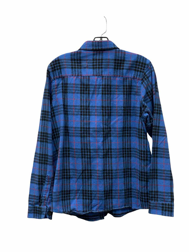 LL Bean Size M Blue Plaid 100% cotton Long Sleeve Shirts