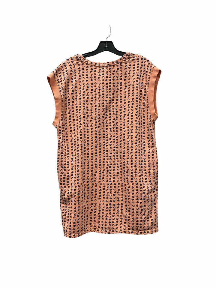 Kealopiko Size M Peach Navy Blue Polka Dot Dress
