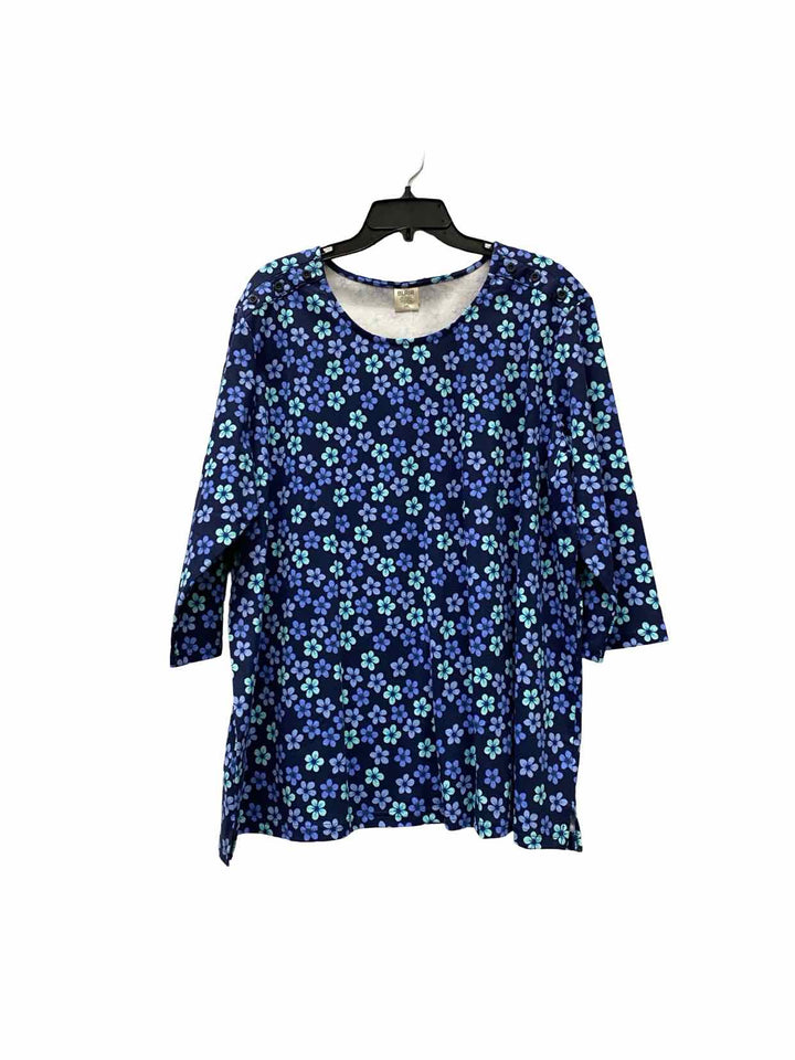 Blair Size 2X Blue Floral Long Sleeve Shirts