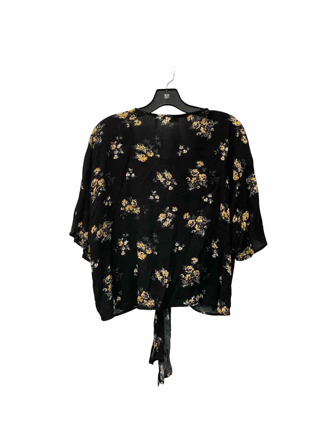 Luq Size S Black Yellow Floral Short Sleeve Shirts
