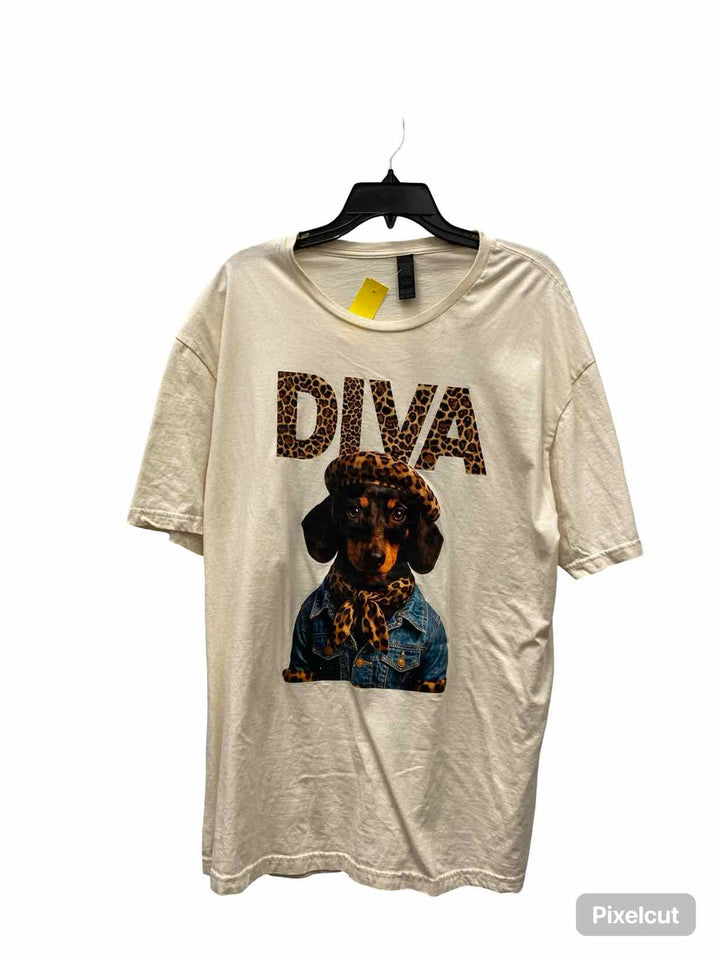 Unknown Brand Size XL Cream Print T-shirt