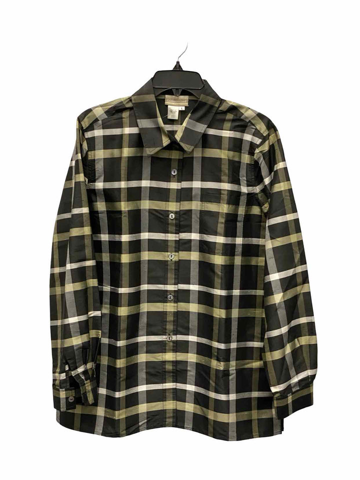 Coldwater Creek Size L Black Plaid Long Sleeve Shirts
