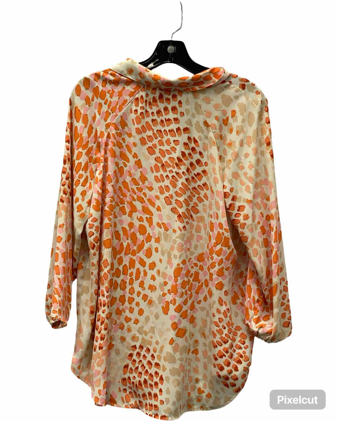 Cabi Size XS Orange Print Button Up Long Sleeve Shirts