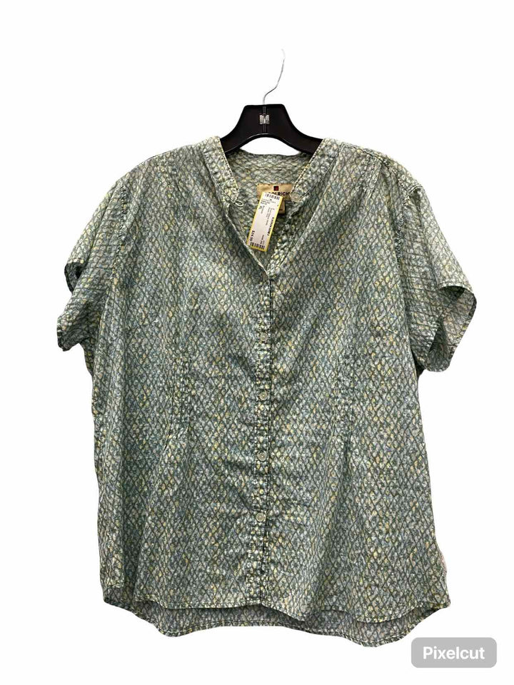 Woolrich Size XL Green Print Short Sleeve Shirts