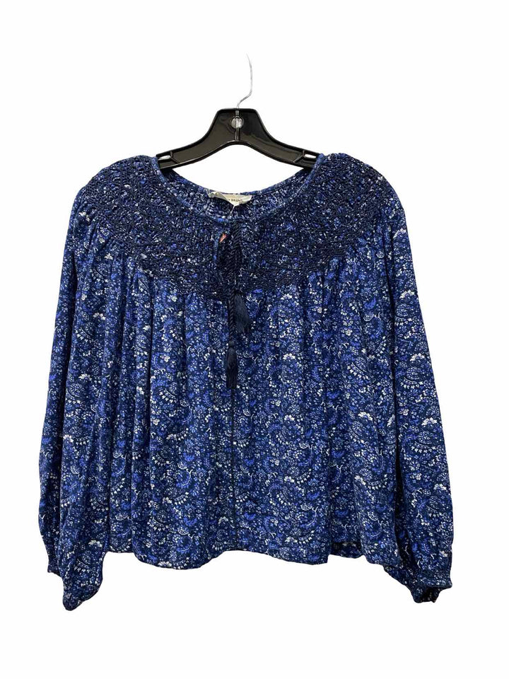 Lucky Brand Size M Blue Floral Long Sleeve Shirts