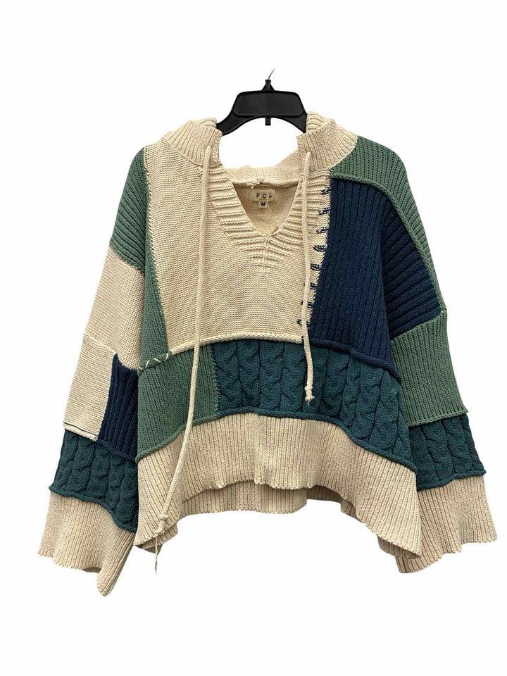 Pol Size M Green Beige Sweater