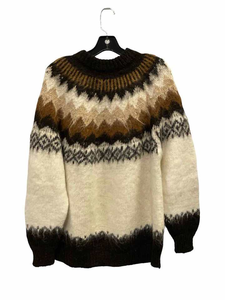 Invisible World Size XL Brown White 100% Alpaca wool Sweater