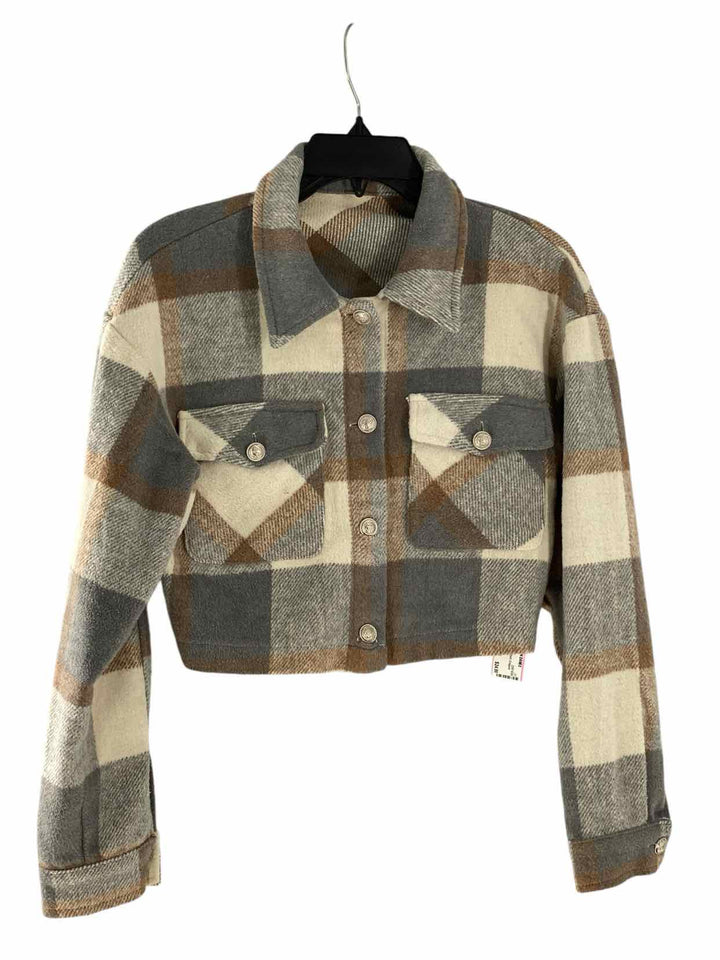 Unknown Brand Size S Grey Cream/Brown Plaid Jacket