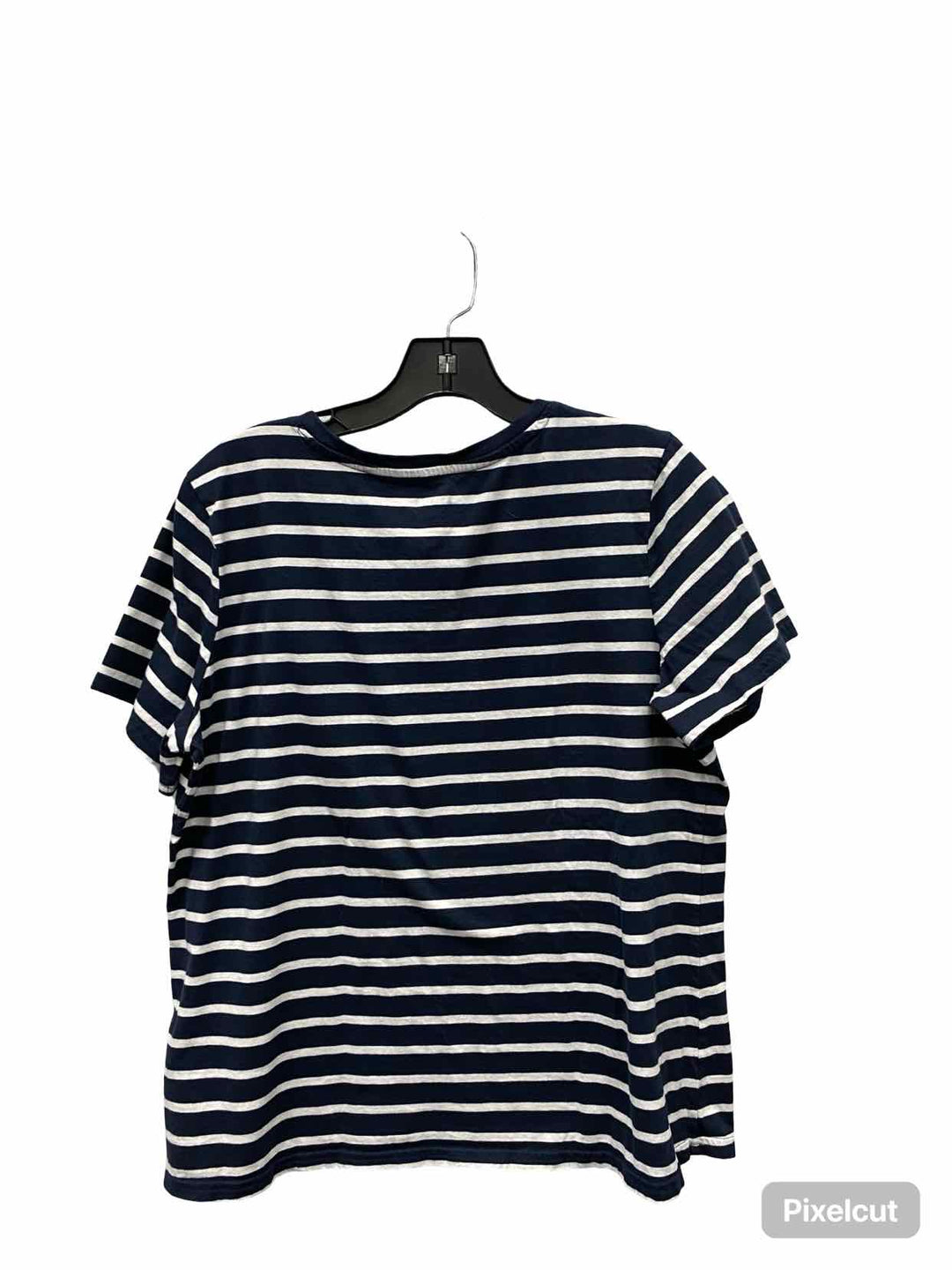 Pact Size M Navy White Striped 100% Organic Cotton Short Sleeve Shirts