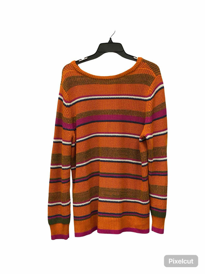 Belle Size XL Orange Striped Sweater
