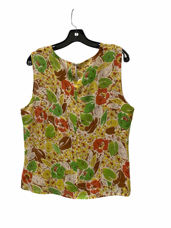 Pendleton Size L Green Multi Leaves 100% silk Tank Top