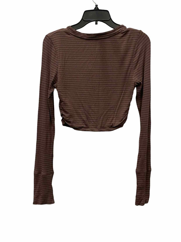 Aerie Size S Brown Stripe Long Sleeve Shirts