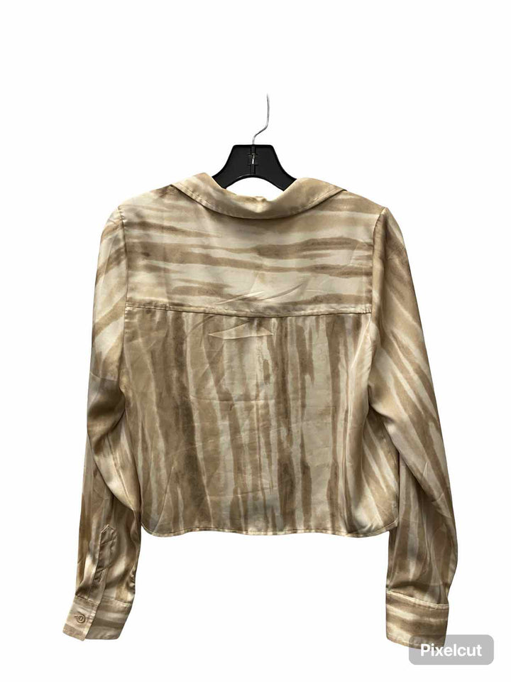 Willowroot Size S White Brown Print Long Sleeve Shirts
