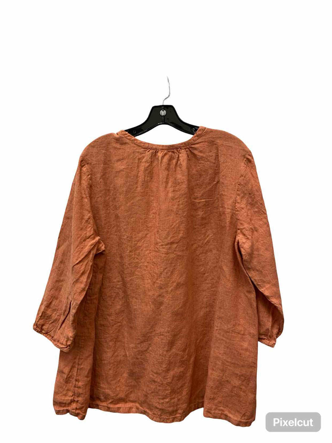 J Jill Size XL Orange 100% Linen Long Sleeve Shirts