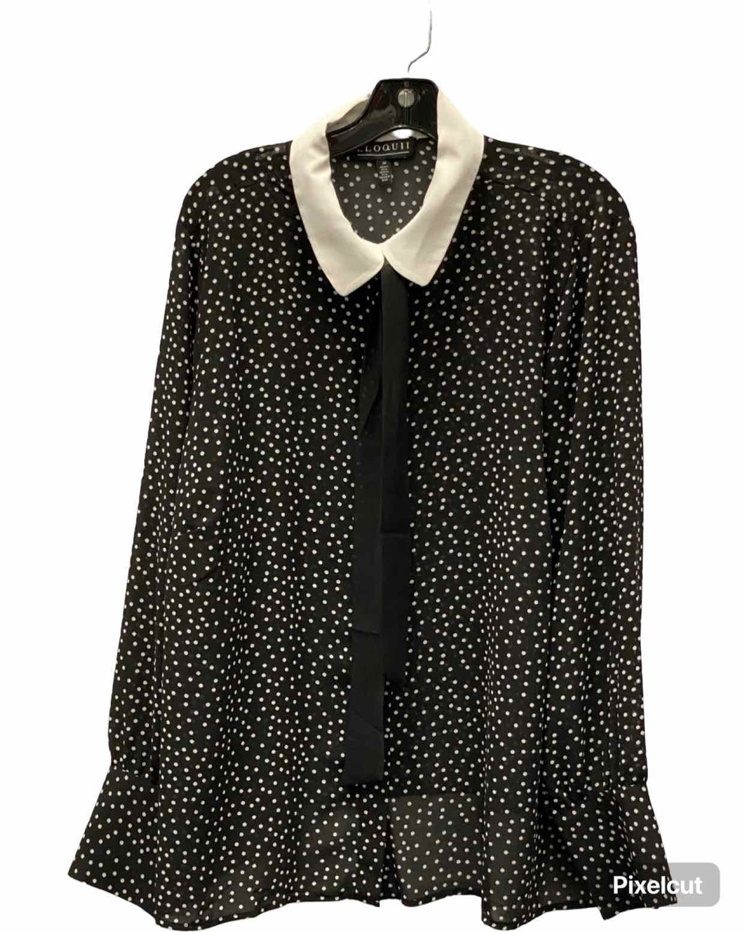 Eloquii Size 20 Black White Polka Dot Long Sleeve Shirts