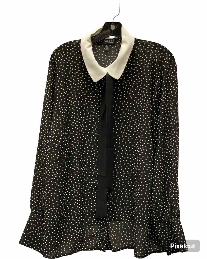 Eloquii Size 20 Black White Polka Dot Long Sleeve Shirts