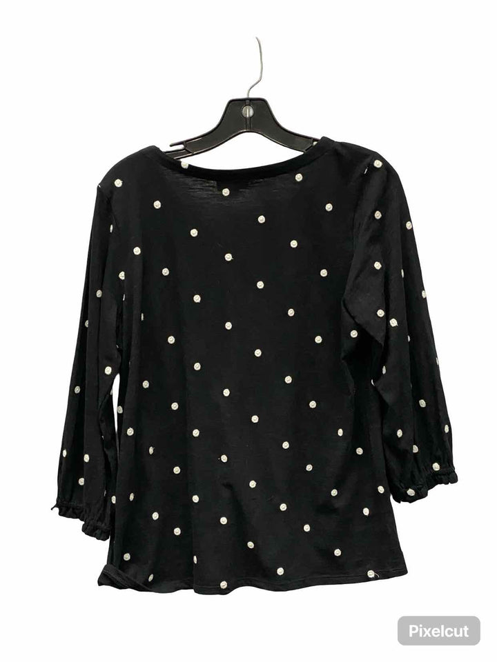J Jill Size S Black White Polka Dot 100% cotton Long Sleeve Shirts